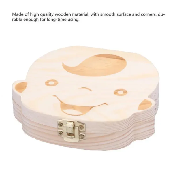 1pc-Baby Tooth Box Spanish Wooden Kids Milk Teeth Organizer Storage Boys Girls Baby Souvenirs Gifts Keepsakes - Image 5