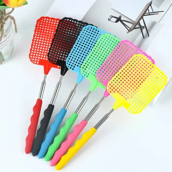 1pc- retractable fly swatter plastic swatter lengthened iron thickened manual household mosquito killing artifact - Image 1