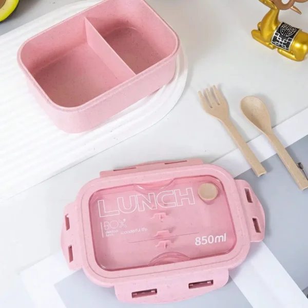 1pc lunch box, lunch box, office worker's day solid color square shaped, sealed with tableware, microwave oven meal box - Image 3