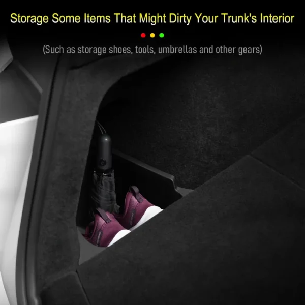 Trunk Side Storage Bins For Tesla Model Y Juniper 2025 Cargo Compartment Organizer Bucket TPE Box & Carpet Lids - Image 6