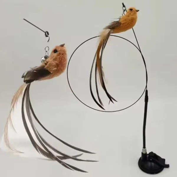 Cat toys cat self-sexy feather suction cup teasing cat stick with bell bird replacement head resistant to bite pet toys - Image 7
