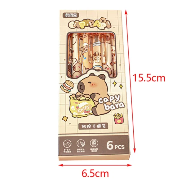 Cute Capybara Gel Pens - 6Pcs Kawaii Quick-Drying Blue Erasable Pen Set for Office, School & Aesthetic Stationery - Image 6