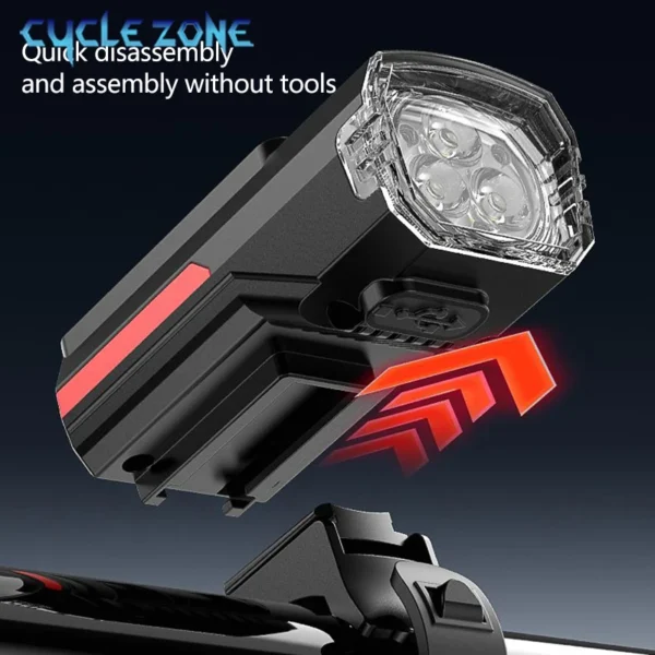 Solar Bicycle Light Bike Front Lamp TYPE-C Rechargeable Cycling Flashlight 3 Lighting Modes Bicycle Headlight for Night Riding - Image 5