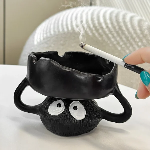 Cartoon Cute Coal Ball Ashtray, Home Living Room Coffee Table Office Desktop High-End Feel Anti-Fly Ash Ashtray Decoration - Image 5