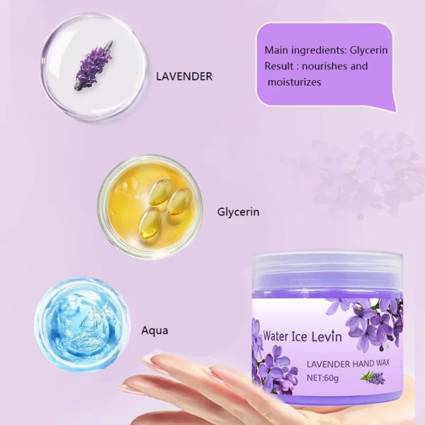 Lavender Moisturizing Hand Wax Mask, Hypoallergenic, for Hands and Feet, Smooth Skin, Gentle Cleansing Hand Mask, Illuminates Hand Skin - Image 4