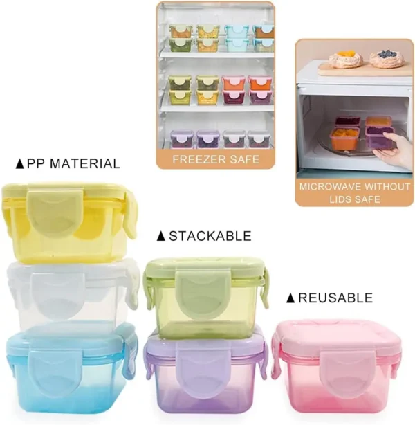 4Pcs Mini Food Storage Containers Leakproof Lids, Condiment Sauce Containers Mini Freezer Storage Containers Airtight Containers - Image 6