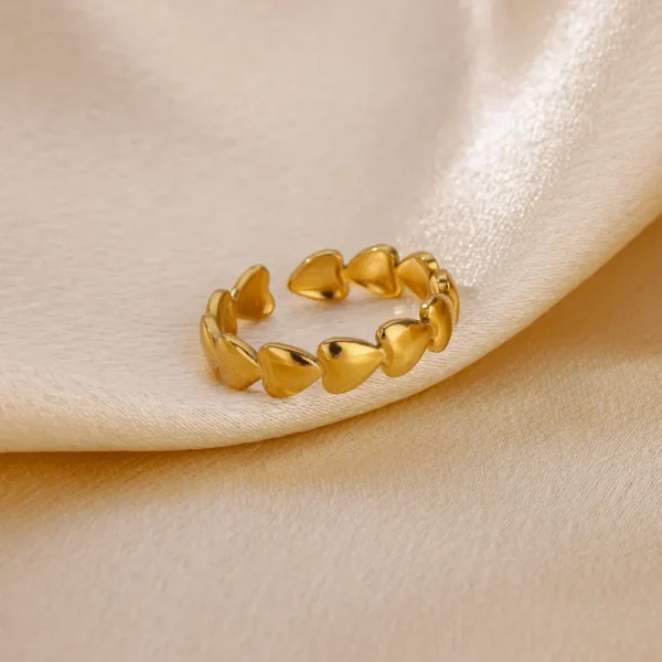 Stainless Steel Heart Rings For Women Opening Adjustable Gold Color Heart Ring Wedding Couple Christmas Jewelry Party Gifts - Image 4
