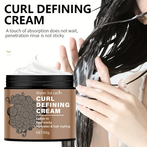 60g Curly Hair Styling Cream - Moisturizing Hair Styling Cream Suitable for Normal Hair, Men and Women, Easy to Use and Carry with Plant Formula - Image 5