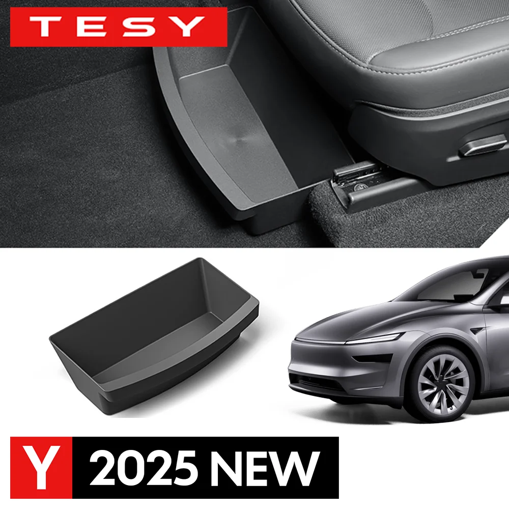 kf-S230c507200e142daa07d9a133a8fbc3d6 For Tesla New Model Y 2025 Launch Juniper Front Seats Under Seat drawer TPE Storage Box - Image 1