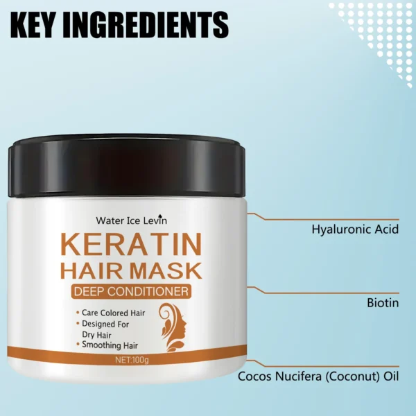Keratin Hair Mask - Deep Conditioning Treatment for Dry, Damaged Hair - Restores Shine, Strength, and Elasticity - Image 4