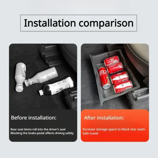 Underseat Storage Box for Tesla Model Y 2021-2024 Seats Drawer TPE Hidden Storage Tray Push Pull Car Organizer Car Accessories - Image 2