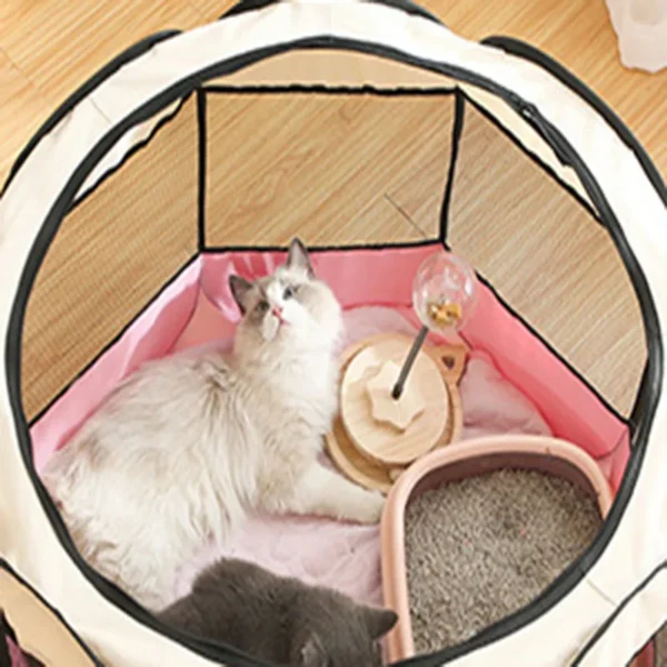 Foldable cats, dog kennels, cats, dogs, delivery rooms, pets, octagonal cages, breathable fences, tents, claw-resistant - Image 4