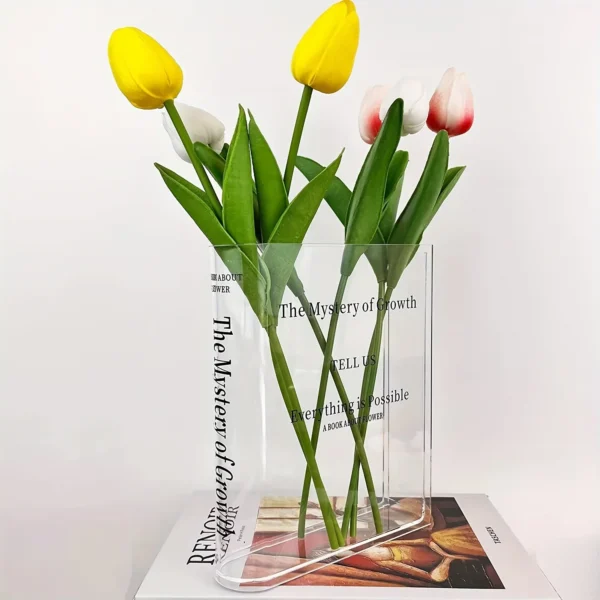 1pc - Book shaped vase,acrylic transparent book bottle,cute vase bookshelf decoration, aesthetic room decoration for home/office - Image 7