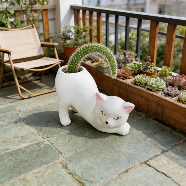 Miniso Cartoon Cute Cat Tail Flower Pot Creative Succulent Plant Cactus Cultivation Garden Courtyard Balcony Decoration Ornament - Image 5