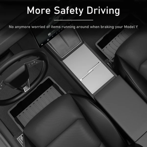 TPE Under Seat Storage Box For Tesla Model Y Juniper 2025 Center Console Organizer Bin Front Backseat Bag Trash Tray Accessories - Image 6