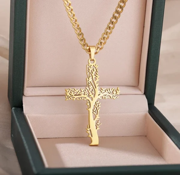 Stainless Steel Cross Necklace For Women Gold Color Chain Cross Pendant Necklaces Retro Religion Jewelry Gift bijoux femme - Image 7