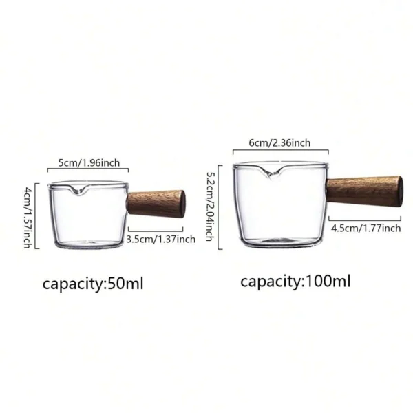 1pc-Wooden handle glass measuring cup, kitchen tool with a single spout for coffee and baking - Image 6