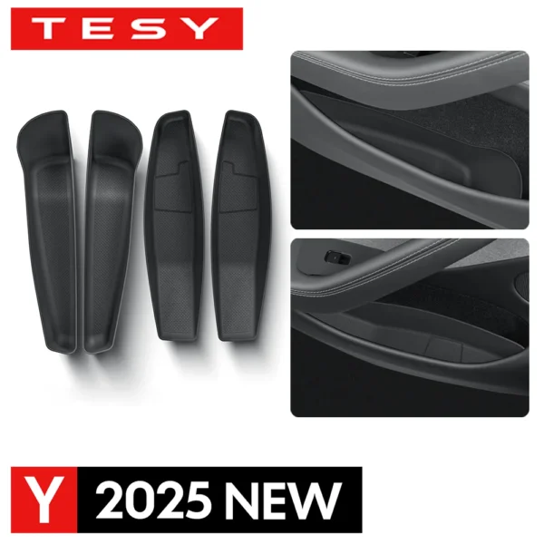 kf-S2bd753c6f5f34fd093dec4d9599bf58aI For Tesla Model Y 2025 Launch Juniper Car Door Side Storage Box Front Rear TPE Door Storage Organizer Tray Interior Accessories - Image 1