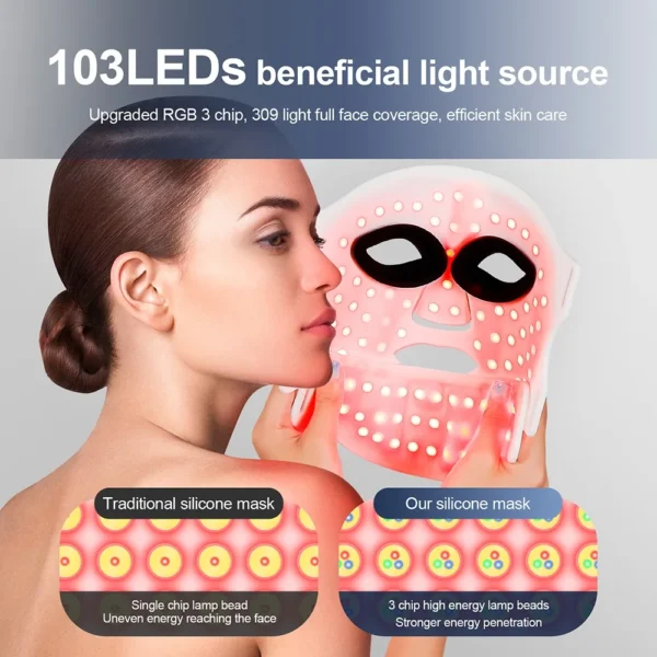 Silicone LED Mask Face With Neck 7 Colors LED Photon Red Light Infrared Therapy Flexible Facial Mask Repair Skin Wireless Use - Image 5
