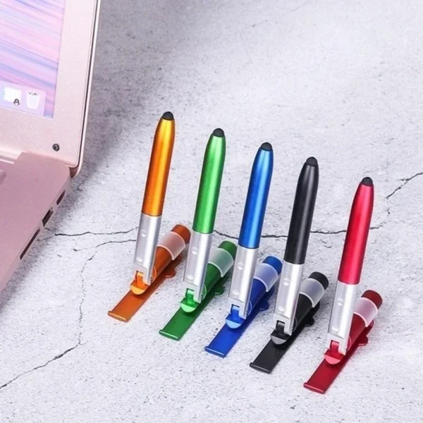 4-in-1 All-in-One Multifunction Pen: Stylus, Ballpoint Pen, LED Light, and Phone Stand for Office & School - Image 1