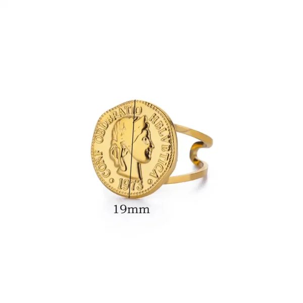 Stainless Steel Round Portrait Open Rings For Women Gold Color Adjustable Wedding Aesthetic Ring Party Fashion Jewerly Gift BFF - Image 6