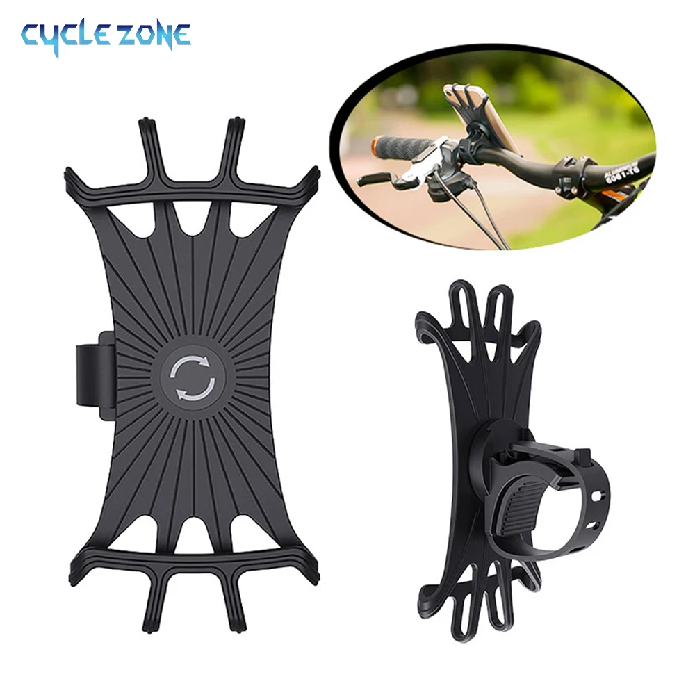 kf-S3061d069481e427c957603cae32b75bcS 360 Rotatable Bicycle Phone Holder Silicone Motorcycle Stand Bracket GPS Support Universal Bicycle Mobile for 4.0-6.0 Inch Phone - Image 1