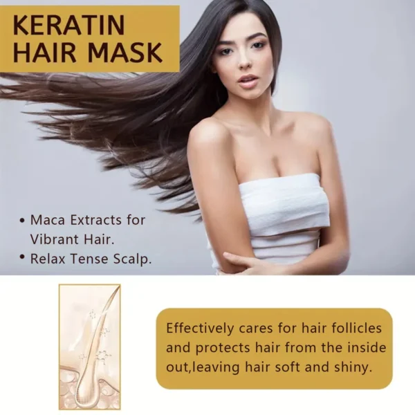 Magical Keratin Hair Mask 5 Seconds Fast Repair Damaged Frizzy Hair Soft Smooth Shiny Straightening Deep Moisturizing Hair Care - Image 4