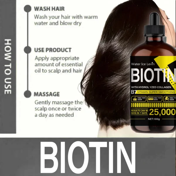 Biotin Hair Essential Oil - Pure Liquid Vitamins, Care Hair, Rejuvenating Hair - Unisex - Image 5