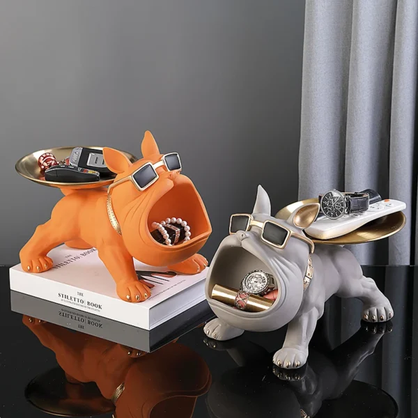 Home Decoration Handsome Bulldog Statue Dog Statue Tray Series Multi Functional Storage Home Decor - Image 2
