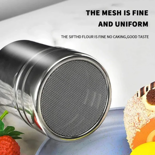1pc-Silver stainless steel mesh tube type dusters dusting salt shaker spice jar Salt Sugar Pepper Shaker Box Cocoa Icing Powder - Image 4