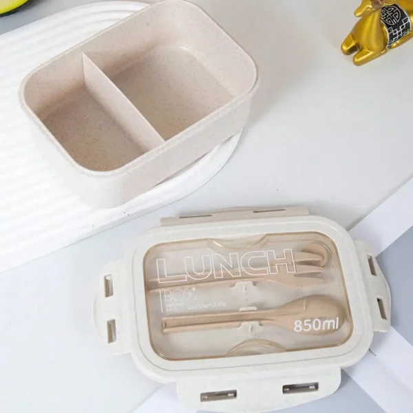 1pc lunch box, lunch box, office worker's day solid color square shaped, sealed with tableware, microwave oven meal box - Image 2