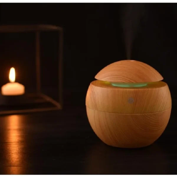 Portable Mini Wood-Grain Spherical Desktop Air Humidifier Purifier Aromatherapy Machine for Home Large Capacity - Image 5