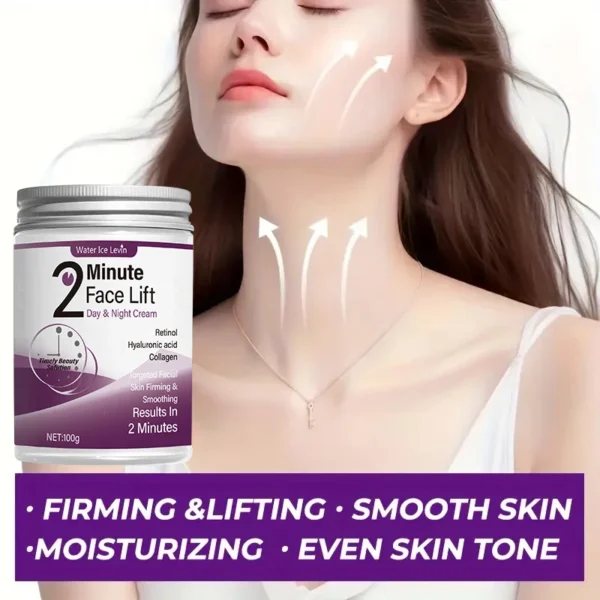 2 Minutes Facial Lifting Day and Night Cream Contains Retinol, Hyaluronic Acid and Collagen - Moisturizing Lotion Suitable for All Light Skin Tone, No Fragrance, Absorption of 2 Minutes - Image 2