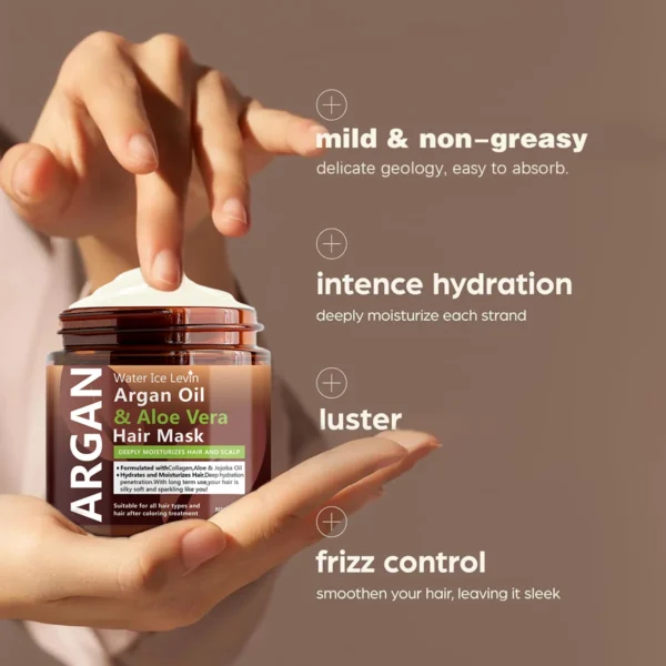 Argan Oil & Aloe Vera Hair Mask Collagen Keratin Treatment Hairs Conditioner Hair Essential Oil Nourishing for Dry Damaged - Image 4