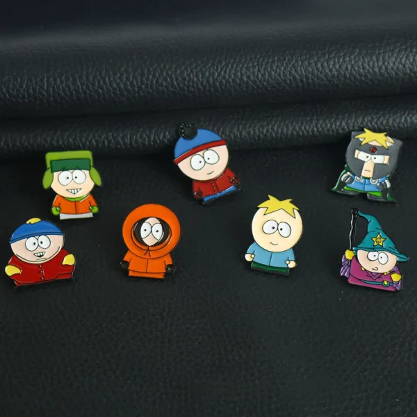 7Pcs/Set Cartoon TV Movie Cartman Figure Badges - Cute Lapel Pins for Backpacks, Clothes & Jewelry Accessories （ - Image 2