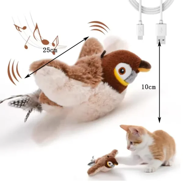 Cat Toy Interactive Flapping Bird with Catnip Rechargeable Simulation Bird Cat Toys Touch Activated Fluffy Plush Toys for Cats - Image 6