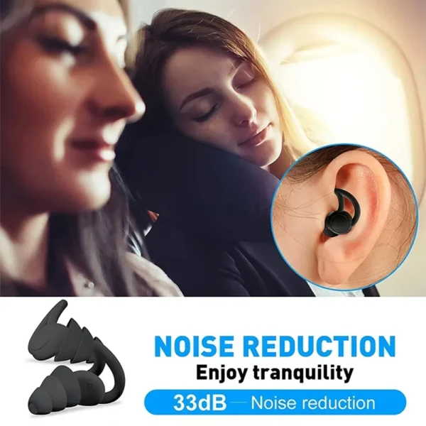 CCSN 3 Layer Ear Plugs For Sleep Silicone Noise Cancelling Hearing Protection, Soft Reusable Ear Plugs for Sleep - Image 6