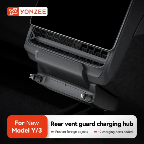 YZ For Tesla Model Y Juniper Model 3 Highland Rear Air Vent 27W Quick Charger USB Shunt HUB Power Splitter Apple Type-C Charger - Image 1