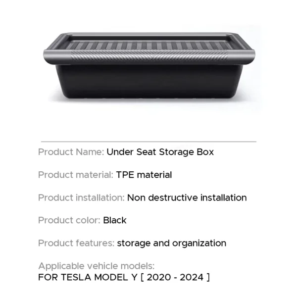 Under Seat Drawder Storage Box for Tesla Model Y 2020-2024 Organizer Accessories Underseat Hidden Store Space Bins Chair Tray - Image 6