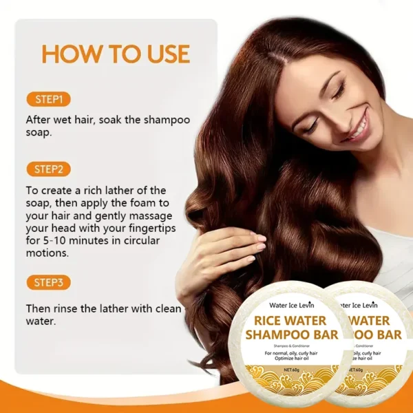 Organic Rice Shampoo Soap Bar Oil Free Conditioning Soap Rice Water Protein Nourishing Anti-loss Hair Hair Growth Soap Bar 60g - Image 6