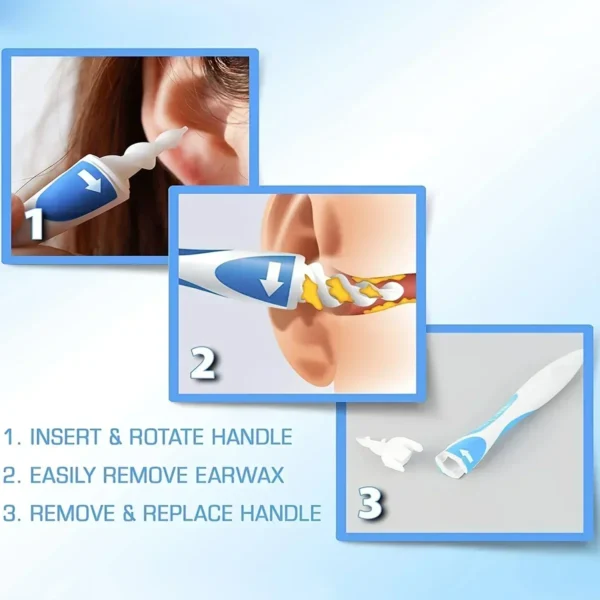 Ear Wax Remover Tool Ear Cleaner With Soft Silicone 16 Replacement Tips Simply To Grab Extract Earwax - Image 4
