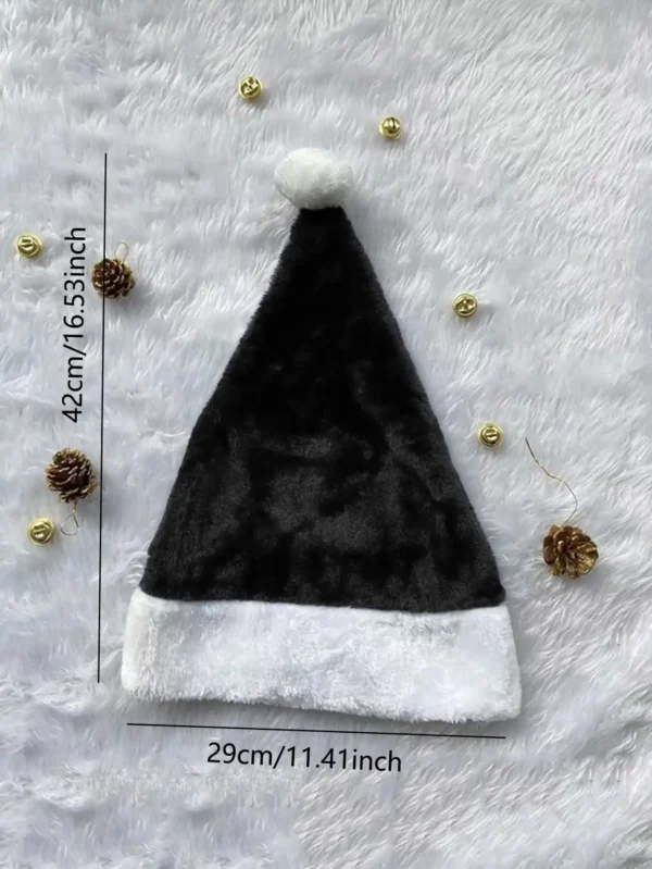 1pc-Christmas Black Red Plush Hat Santa Novelty Hat Kids Christmas Decorations For New Year Home Santa Claus Gift Party Supplies - Image 5