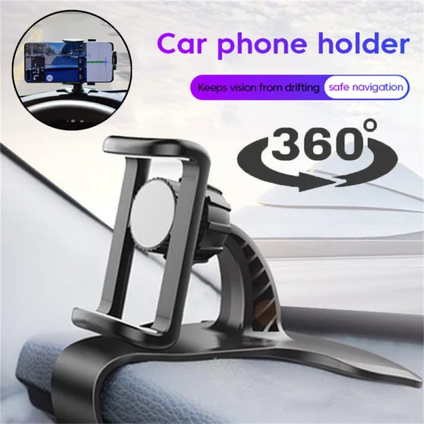 kf-S3f432aaf06264344890e06018d92ed18h Universal Car Phone Holder - 360° Rotatable Auto Grip Mount Dashboard Stand for Mobile Phone Fixed Bracket - Image 1