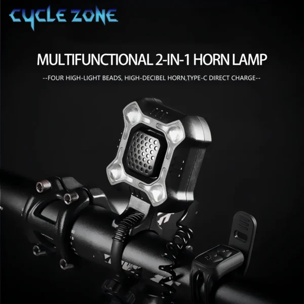 Rechargeable Bike Electronic Bell Loud Horn Warning Safety Electric Ring Bicycle Handlebar Light with Bell Cycling Accessories - Image 1