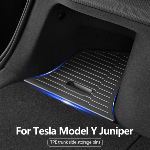 For Tesla Model Y Juniper Trunk Organizer Side Storage Box Boot Organizer Flocked TPE Mat Anti-dirty 2025 Car Travel Accessories - Image 3