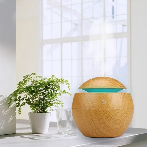 Portable Mini Wood-Grain Spherical Desktop Air Humidifier Purifier Aromatherapy Machine for Home Large Capacity - Image 7