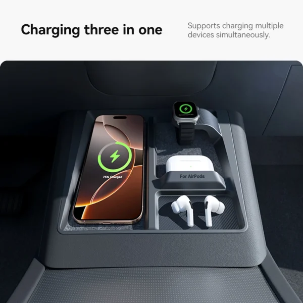 YZ For Tesla Model 3 2024 Model Y 2025 Wireless Charging Protective Frame Mobile Phones Headphones Watches Limiter Accessories - Image 4