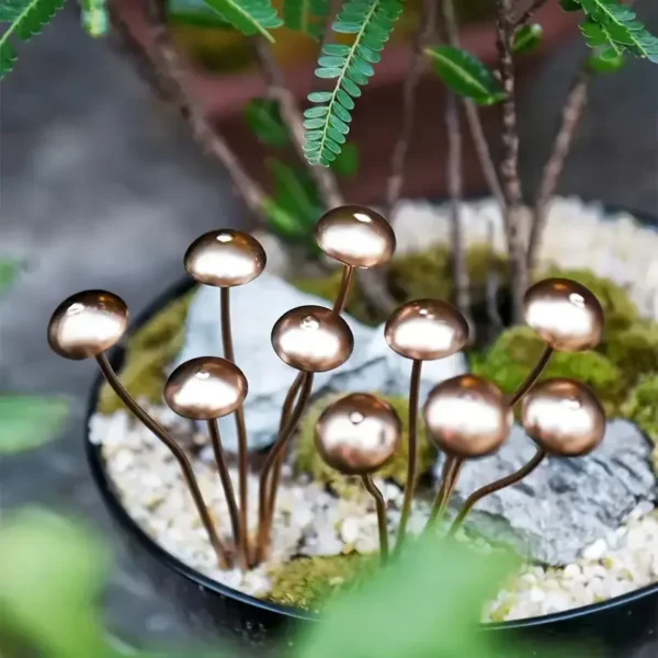 Creative Mini Metal Cute Mushroom Decoration Outdoor Garden Courtyard Decoration Atmosphere Potted Flowers Decoration - Image 4
