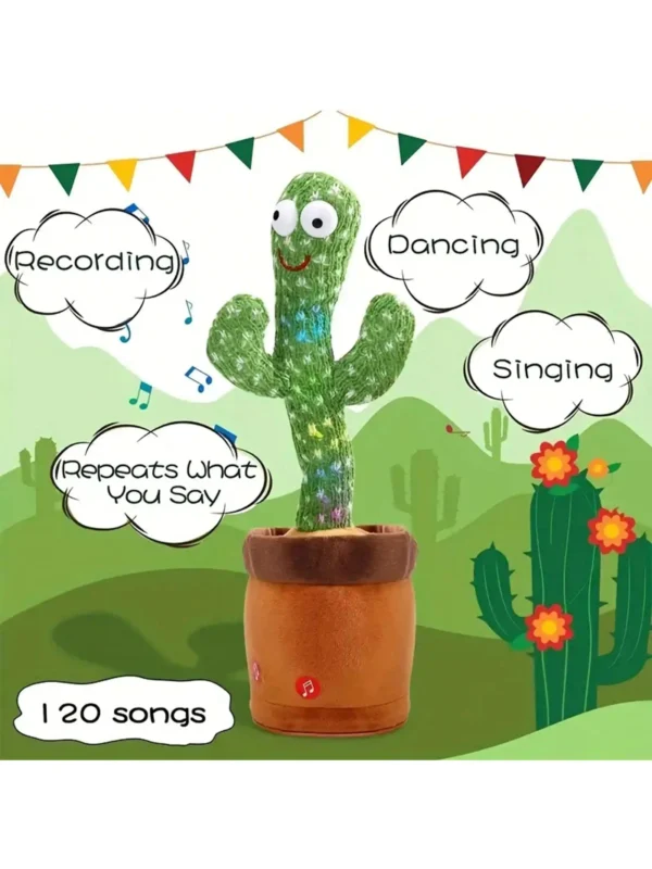 1pc-Dancing Talking Cactus Toys For Baby Boys And Girls, Singing Mimicking Recording Repeating What You Say Sunny Cactus Up Plus - Image 5