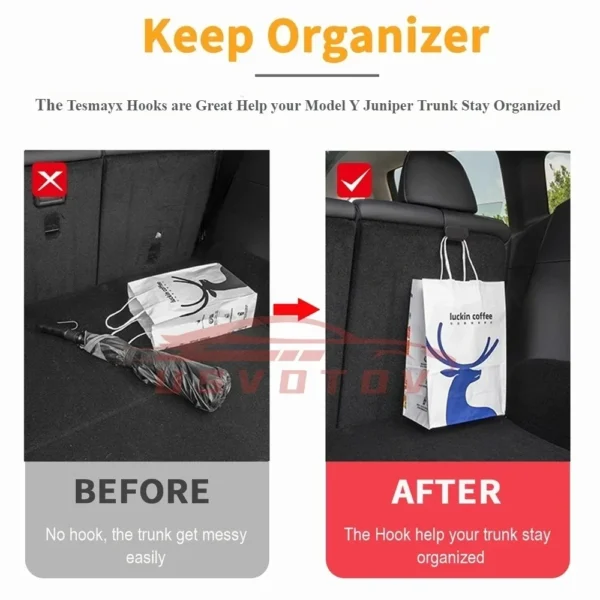 2pcs Car Back Seat Hook Rear Seat Headrest Hanging Hook Umbrella Holder Seat Trunk Storage Organizer for Tesla Model Y Juniper - Image 3